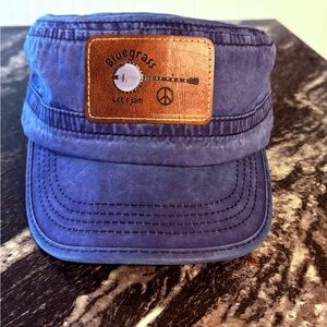 Military cadet hat with leather patch